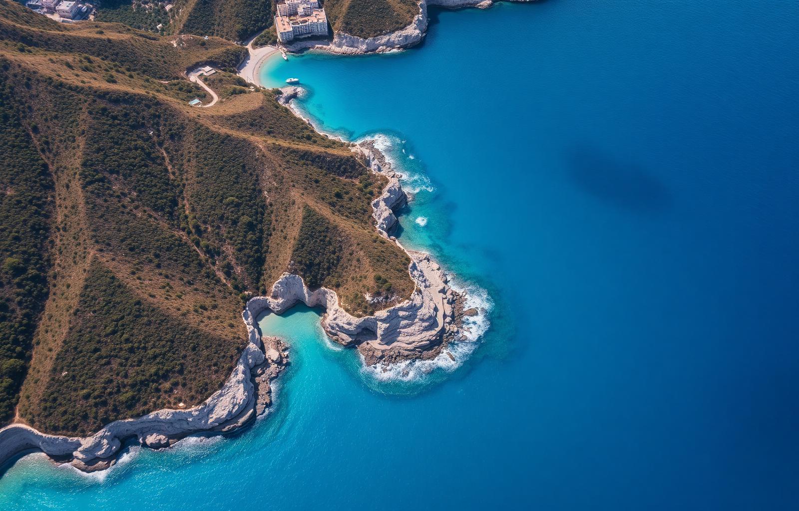 Aerial view of the Paleros coastline